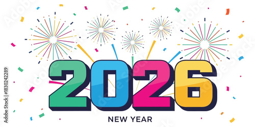 Colorful fireworks celebration for a joyful New Year in 2026 Festive vibes and vibrant designs