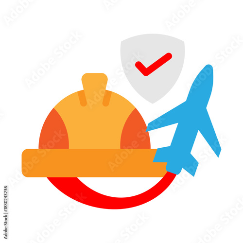 Overseas Worker Insurance Vector Flat Icon Design