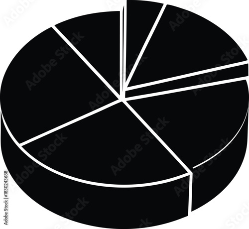 Black pie chart silhouette vector graphic with white dividing lines 1