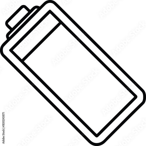 Battery icon line art vector thin black outline power