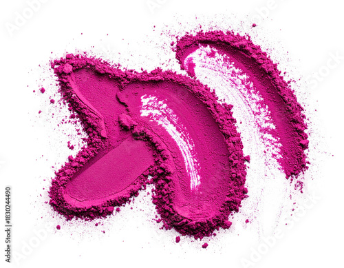 Magenta powder smears texture on bright white background