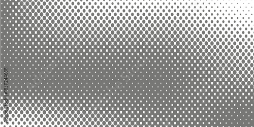 black color halftone gradient texture. Vanishing cartoon polka dot background. Repeating dotted gradation pattern. Fading comic pop art overlay backdrop. Raster halftone effect wallpaper. Vector