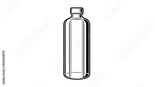 Minimalist Black Line-Art Beverage Bottle Silhouettes Vector Collection