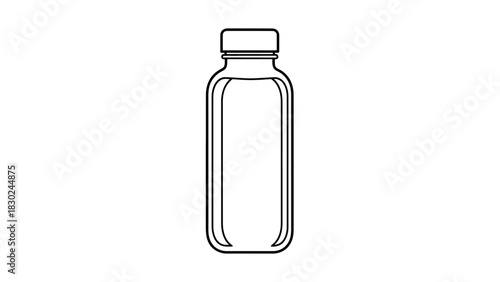 Minimalist Black Line-Art Beverage Bottle Silhouettes Vector Collection