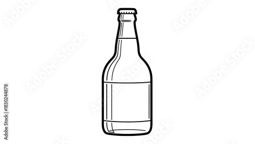 Minimalist Black Line-Art Beverage Bottle Silhouettes Vector Collection