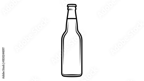 Minimalist Black Line-Art Beverage Bottle Silhouettes Vector Collection