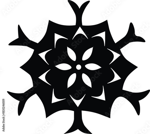 Elegant snowflake silhouette with intricate floral design