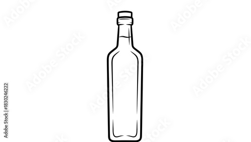 Minimalist Black Line-Art Beverage Bottle Silhouettes Vector Collection