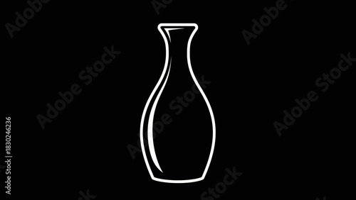 Minimalist Black Line-Art Beverage Bottle Silhouettes Vector Collection