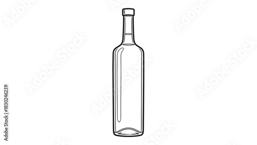 Minimalist Black Line-Art Beverage Bottle Silhouettes Vector Collection