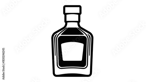 Minimalist Black Line-Art Beverage Bottle Silhouettes Vector Collection