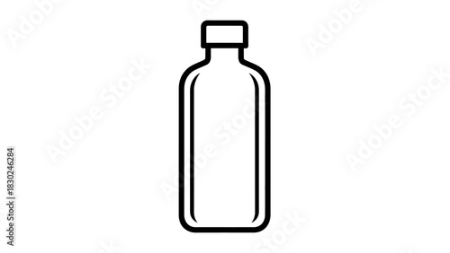 Minimalist Black Line-Art Beverage Bottle Silhouettes Vector Collection