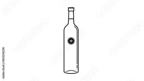 Minimalist Black Line-Art Beverage Bottle Silhouettes Vector Collection