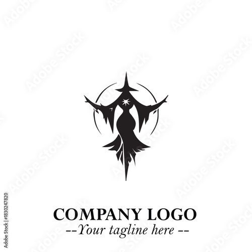 Mystical Black Witch Logo Symbol on White Background for Modern Magical Branding Design Effects