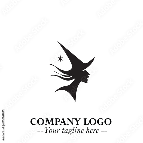 Mystical Black Witch Logo Symbol on White Background for Modern Magical Branding Design Effects