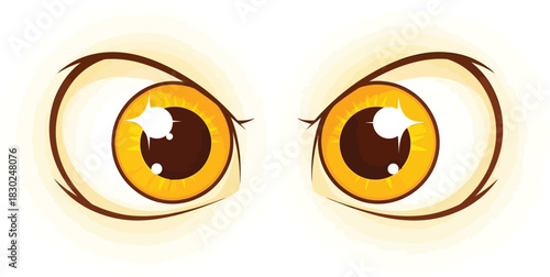 Cartoon illustration of a pair of angry, glowing yellow eyes staring intensely with a menacing expression, isolated on white background