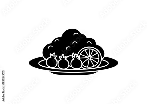 vector illustration of a plate with fruit