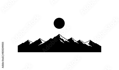 Minimalist Mountain Silhouette with Sun