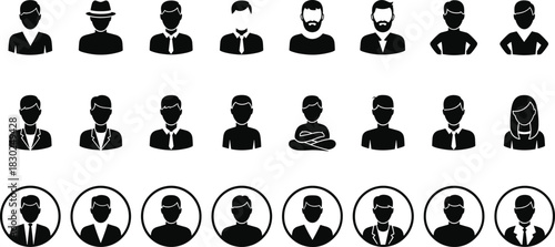 Collection of diverse human profile silhouettes
