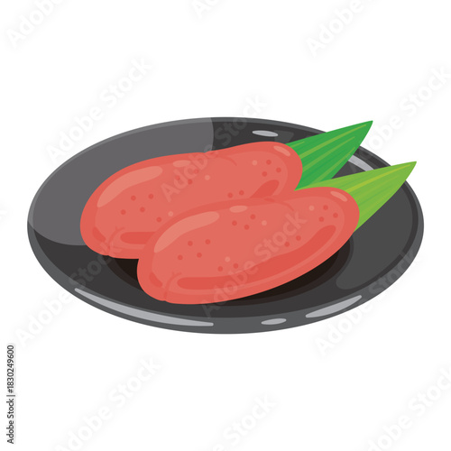 皿に盛られたタラコのイラスト／Illustration of Cod Roe Served on a Plate
