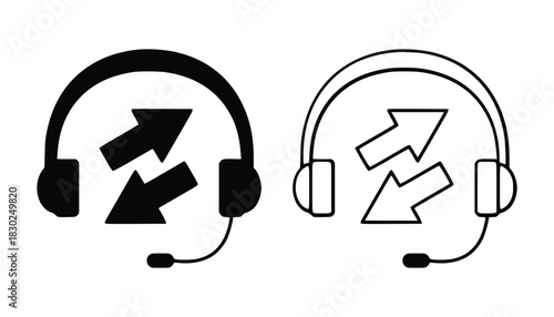 Headphones with up and down arrows icon-vector set