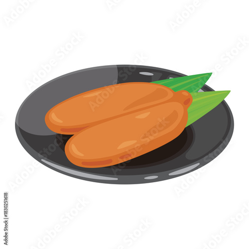 皿に盛られたカラスミのイラスト1／Illustration of Karasumi Served on a Plate 1