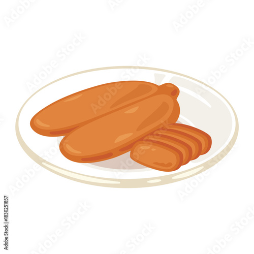 皿に盛られたカラスミのイラスト2／Illustration of Karasumi Served on a Plate 2