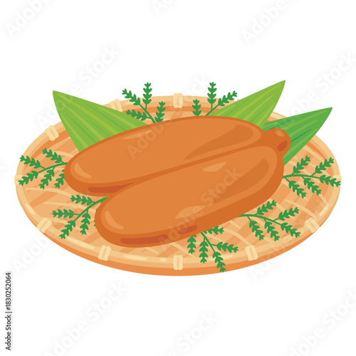 ザルに盛られたカラスミのイラスト／Karasumi Served in a Basket Illustration