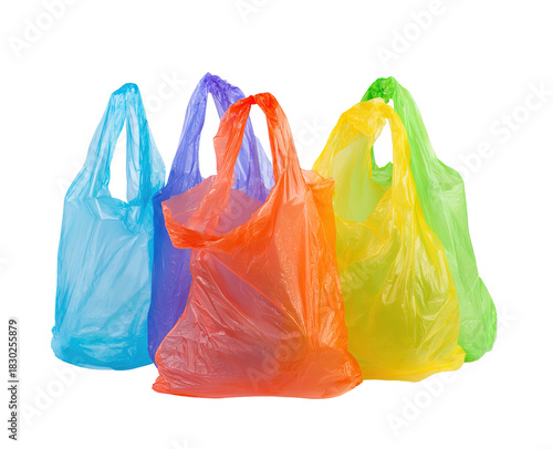 collection of various plastic bags isolated on white background