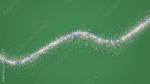 Wallpaper Mural Glittering Trail on Green Backdrop: A luminous trail of shimmering particles curves gracefully against a vibrant green backdrop, evoking a sense of wonder and elegance.  Torontodigital.ca