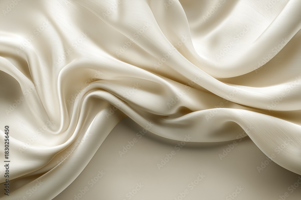 Fototapeta premium Elegant Flowing Ivory Silk Fabric Creating a Luxurious and Soft Abstract Background