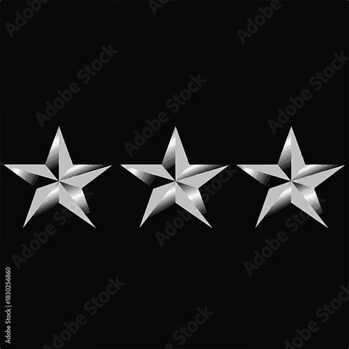 Black and white vector illustration of stars on a black background, a symbol of Christmas holiday celebration design