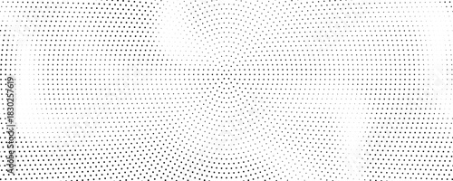 Abstract halftone wave dotted background. Futuristic twisted grunge pattern, dot, circles