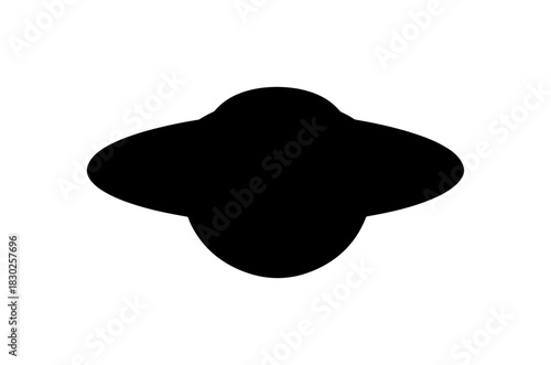 Classic UFO silhouette, a mysterious flying saucer icon for sci-fi, space exploration, or alien themes