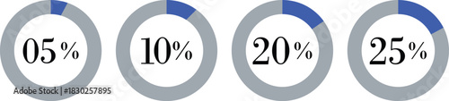 Infographic Circle with Percentage Icon set. Round diagrams icons for infographics from 0 to 100 percent collection.Design for dashboards, UI, reports, and analytics visuals. Vector illustration.