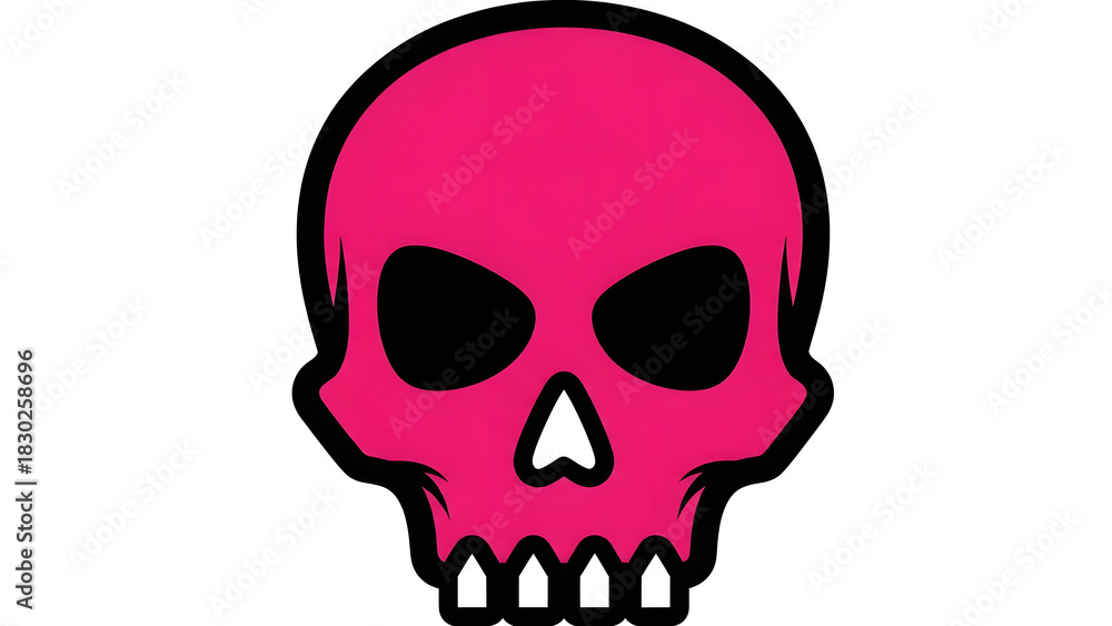 Fototapeta premium Bright pink skull vector illustration simple flat design isolated on white background