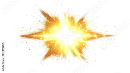 A bright golden explosion with radiating light against a dark transparent background image