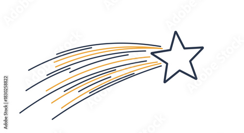 A stylized outline of a shooting star with a dynamic blue and orange streaking tail, symbolizing speed, aspiration, and success.