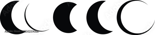 Stylized crescent moon phases illustration on white background