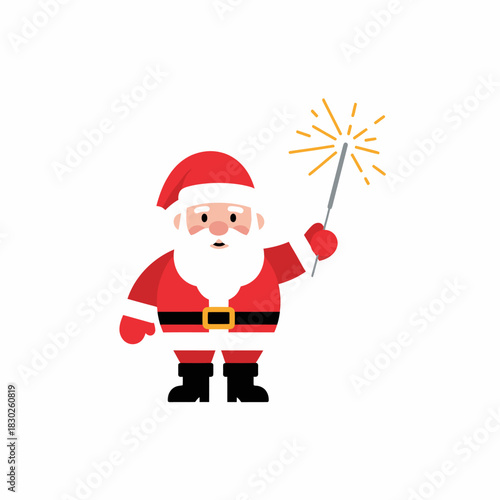 Santa Claus Holding a Sparkler, Celebrating the Holiday Season with Festive Joy
