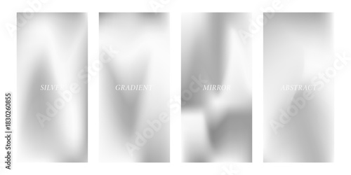 Silver mirror gradient. Luxury metallic phone bg. Platinum shine backdrop with velvet steel texture. Vector illustration.