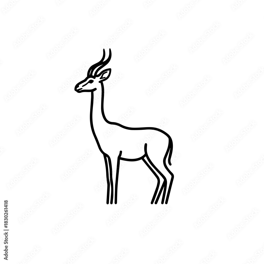 Fototapeta premium Gazelle Outline Drawing Illustration