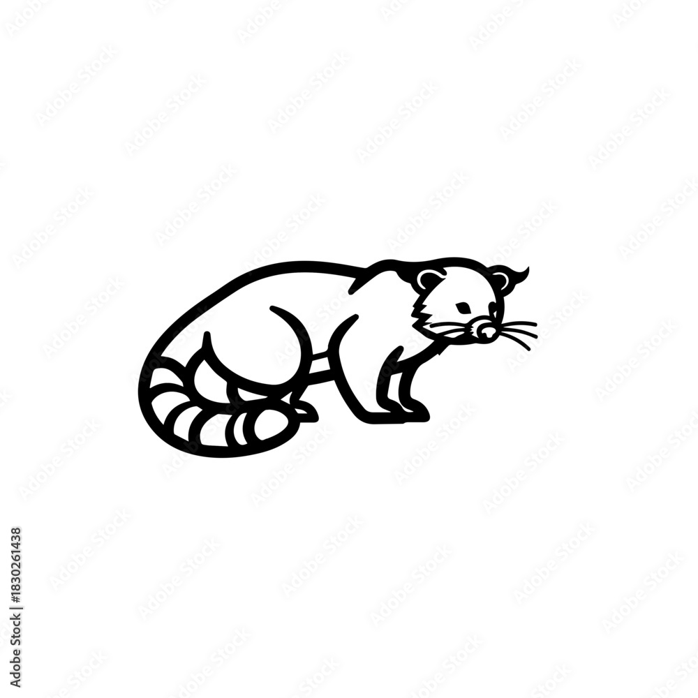 Fototapeta premium Stylized Raccoon Line Art Vector Icon