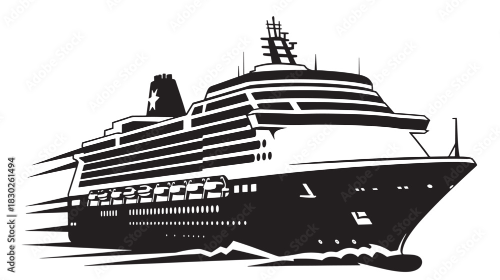 Obraz premium Embark on an unforgettable adventure with this cruise ship design, perfect for travel agencies and tourism promotions, promising luxury, relaxation, and stunning ocean views for vacationers