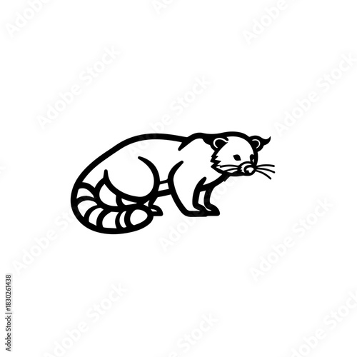 Stylized Raccoon Line Art Vector Icon