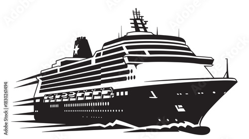 Embark on an unforgettable adventure with this cruise ship design, perfect for travel agencies and tourism promotions, promising luxury, relaxation, and stunning ocean views for vacationers