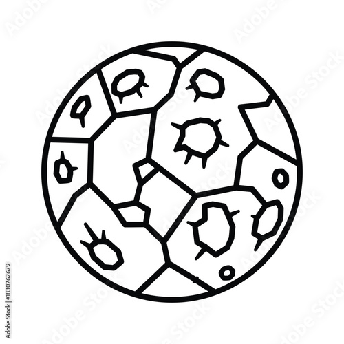 Cracked and Cratered Celestial Body Line Art Icon