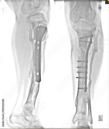 Obraz na plátně X-ray metal in conventional radiological examination of the cruris or tibia fibu