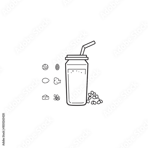 Protein Shake line art fitness inspiration