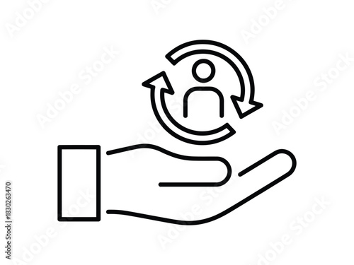 Customer Retention and User Care Line Icon - Service, Support & Loyalty